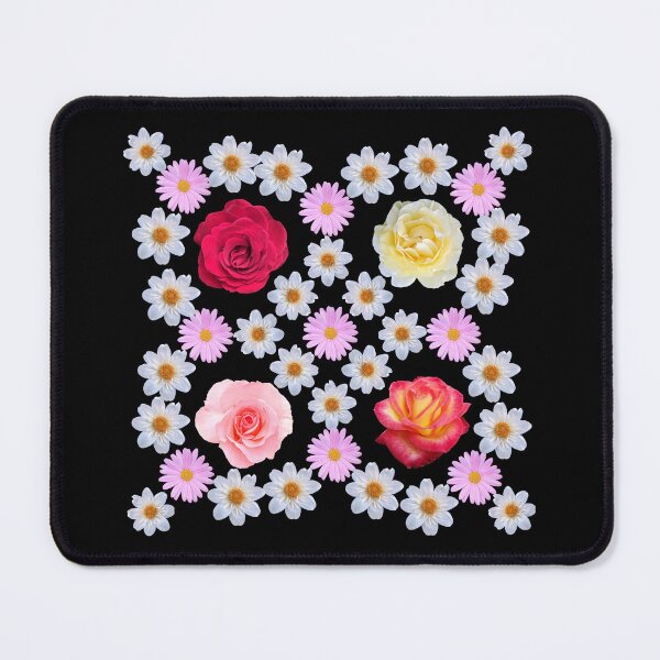Item preview, Roses Marguerite Daisies Dahlia Red Pink White Yellow Floral Mandala Shapes Mania designed and sold by Shapes-Mania.