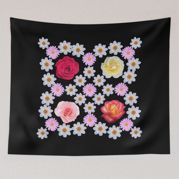 Item preview, Roses Marguerite Daisies Dahlia Red Pink White Yellow Floral Mandala Shapes Mania designed and sold by Shapes-Mania.