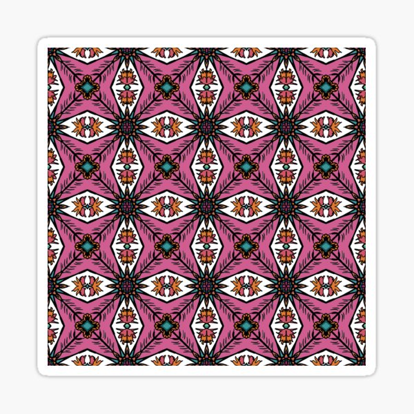 BUBBLEGUM PINWHEEL- PINK GEOMETRIC TRIBAL ABSTRACT Sticker