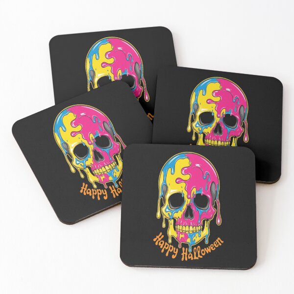 Item preview, Happy Halloween Psychedelic art and Vibrant Festive Skull designed and sold by BirdsnStuff.