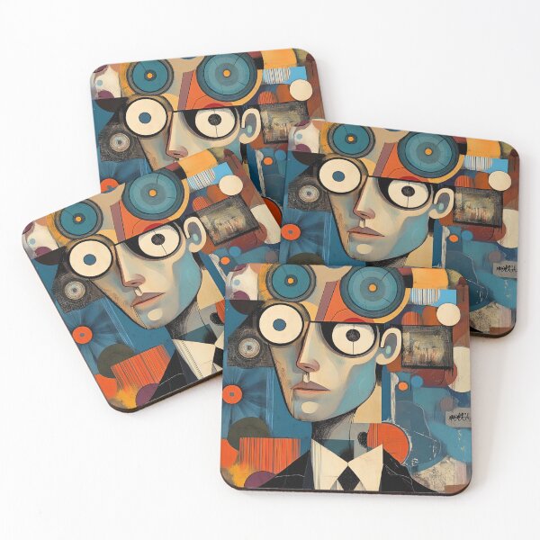 Item preview, Dadaist portrait man with big eyes designed and sold by NordicArtPrint.