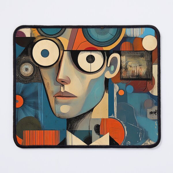 Item preview, Dadaist portrait man with big eyes designed and sold by NordicArtPrint.