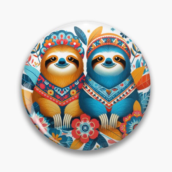 Artikelvorschau, Skandinavische Volkskunst zwei süße Faultierfreunde von heidiannemorris entworfen und verkauft von FOLK ART FUSION by heidiannemorris.