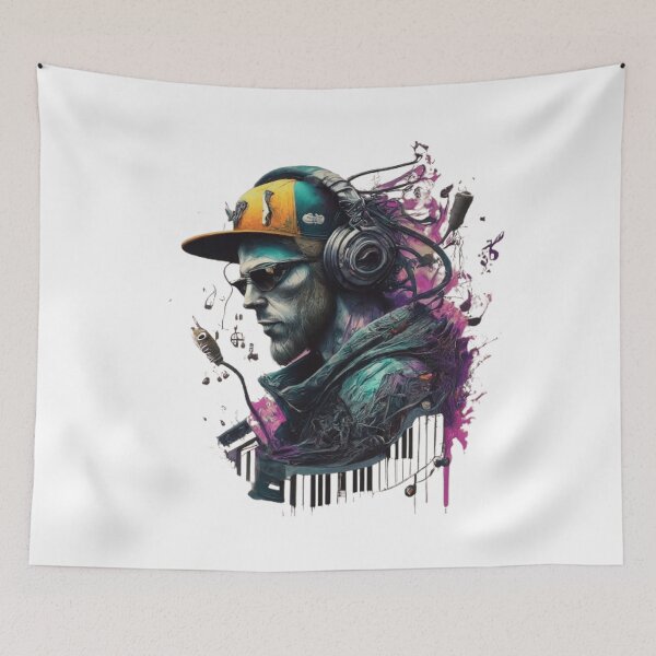 Item preview, DJ Portrait Art Made from Music Notes and Cables – Perfect for Music Lovers designed and sold by SSulatul101.