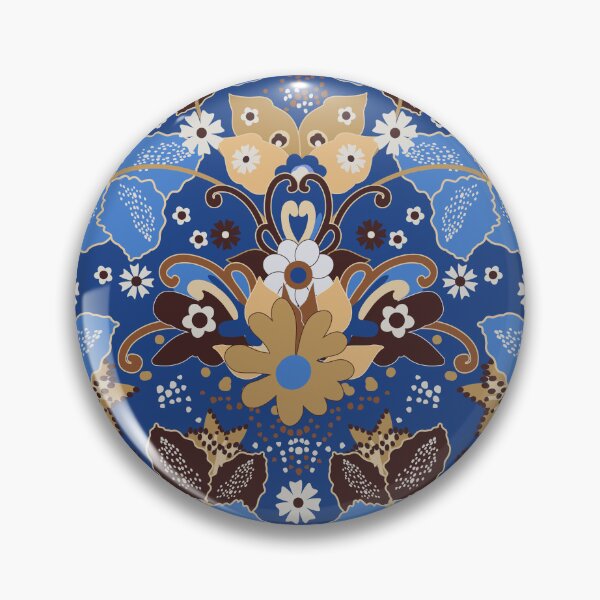 Item preview, Retro Boho Flowers, Blue version designed and sold by Alex  Blud.