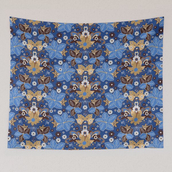 Item preview, Retro Boho Flowers, Blue version designed and sold by Alex  Blud.