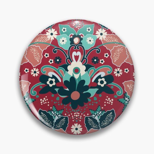 Item preview, Retro Boho Flowers, Red-emerald version designed and sold by Alex  Blud.