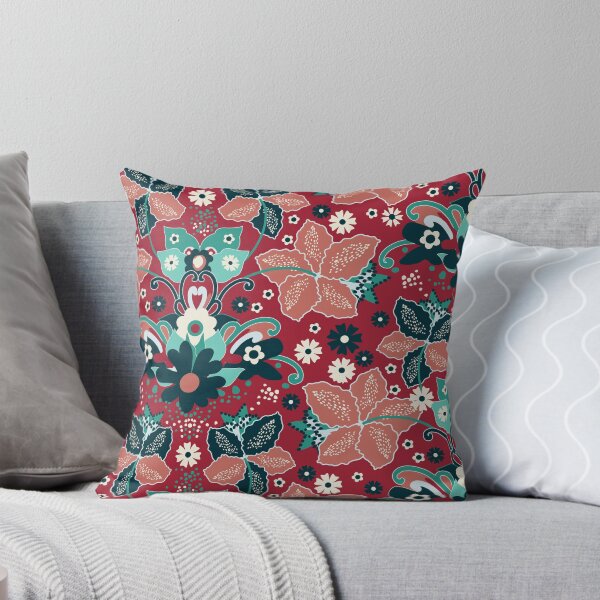 Item preview, Retro Boho Flowers, Red-emerald version designed and sold by Alex  Blud.