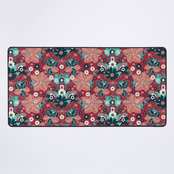 Item preview, Retro Boho Flowers, Red-emerald version designed and sold by Alex Blud.