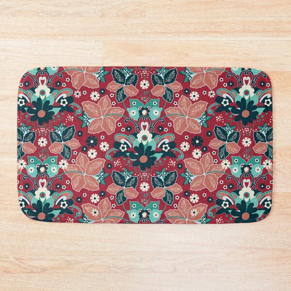 Item preview, Retro Boho Flowers, Red-emerald version designed and sold by Alex  Blud.