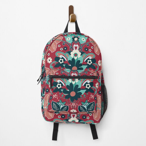 Item preview, Retro Boho Flowers, Red-emerald version designed and sold by Alex  Blud.