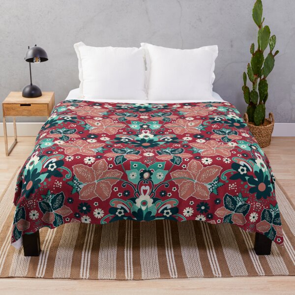 Item preview, Retro Boho Flowers, Red-emerald version designed and sold by Alex  Blud.