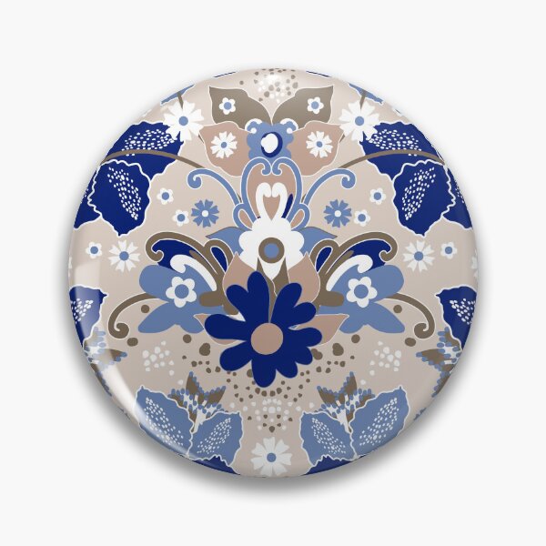 Item preview, Retro Boho Flowers, Beige-blue version designed and sold by Alex  Blud.