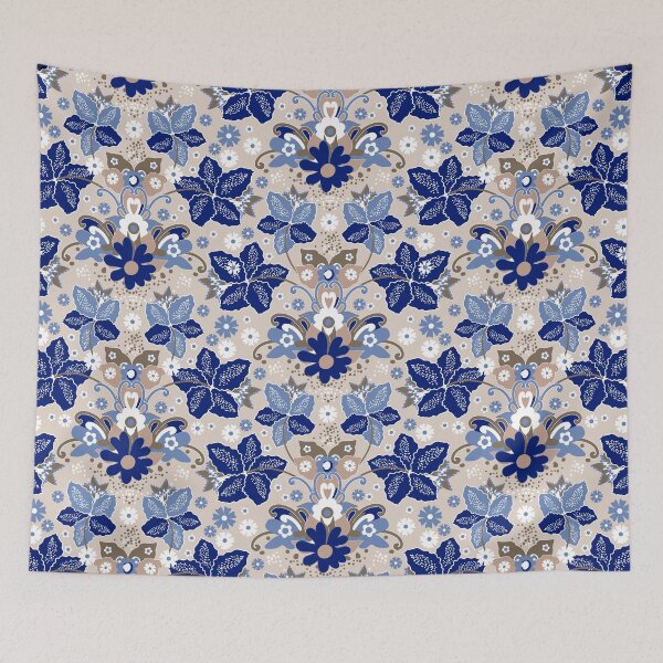 Item preview, Retro Boho Flowers, Beige-blue version designed and sold by Alex  Blud.