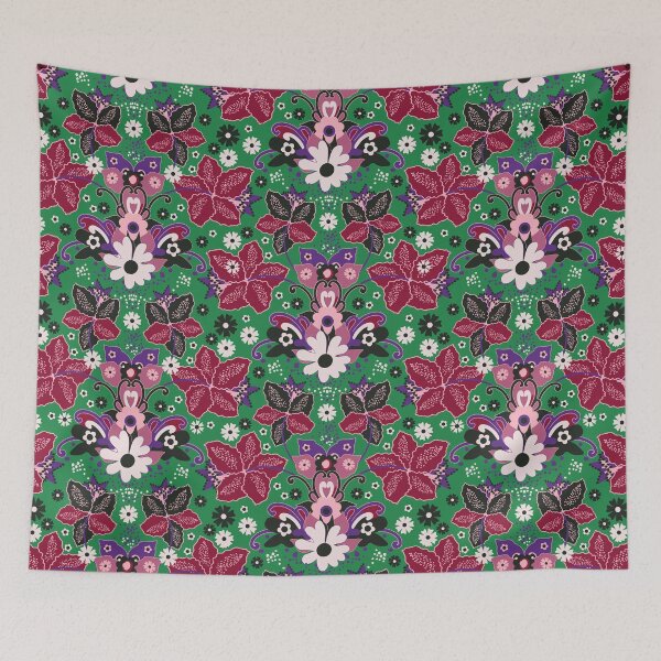 Item preview, Retro Boho Flowers, Green and pink version designed and sold by Alex  Blud.