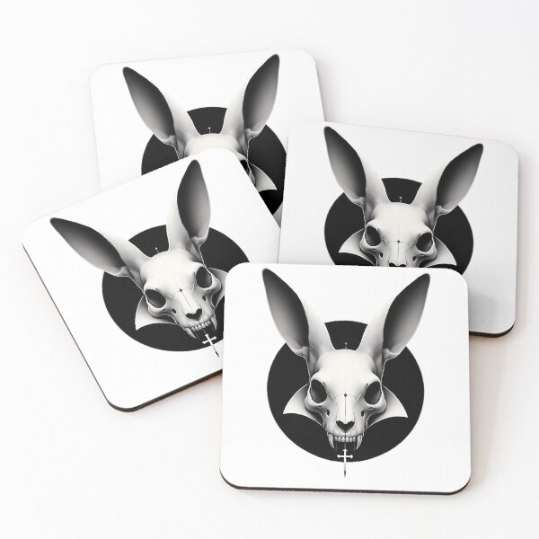 Item preview, Creepy Monochromatic Goth Vampire Bunny Skull designed and sold by Day Dreamer.