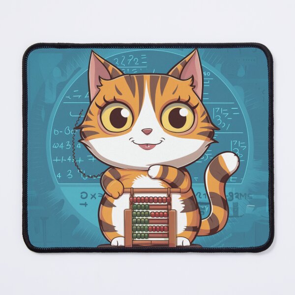 Item preview, Mathematical cat with an abacus designed and sold by QuirkyQuipPixel.