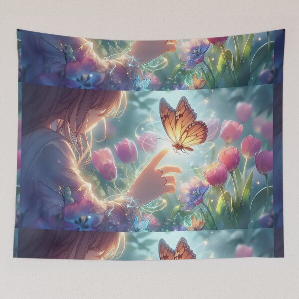 Item preview, A girl touching to butterfly  designed and sold by Day Dreamer.