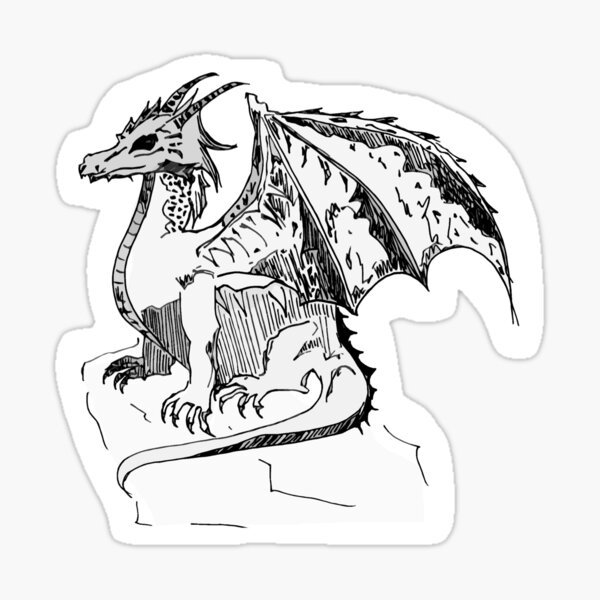 Gray Dragon on a Rock Sticker