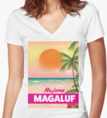Magaluf Majorca beach travel poster Women's Fitted V-Neck T-Shirt