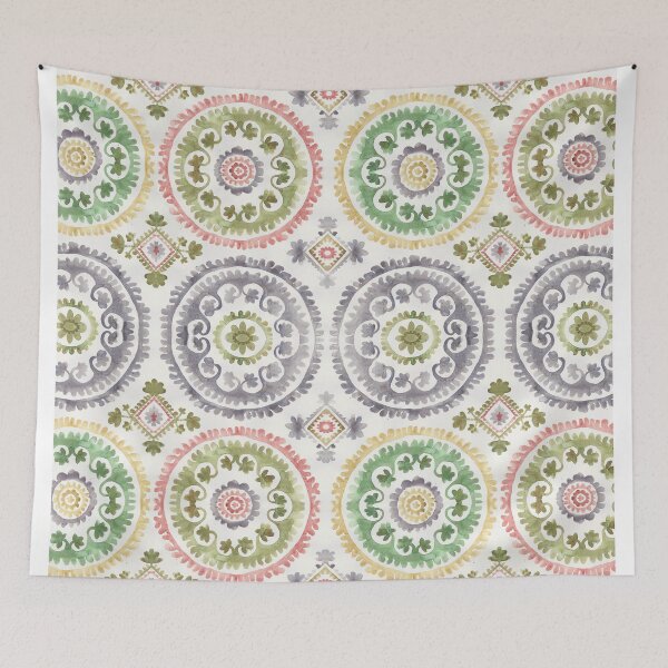 Item preview, Oriental Suzani vibes White designed and sold by Alessandro Remo Mazzoni Remotextiles.