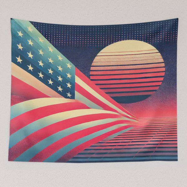 Item preview, Minimalist American Flag with 80s Twist designed and sold by Genady.