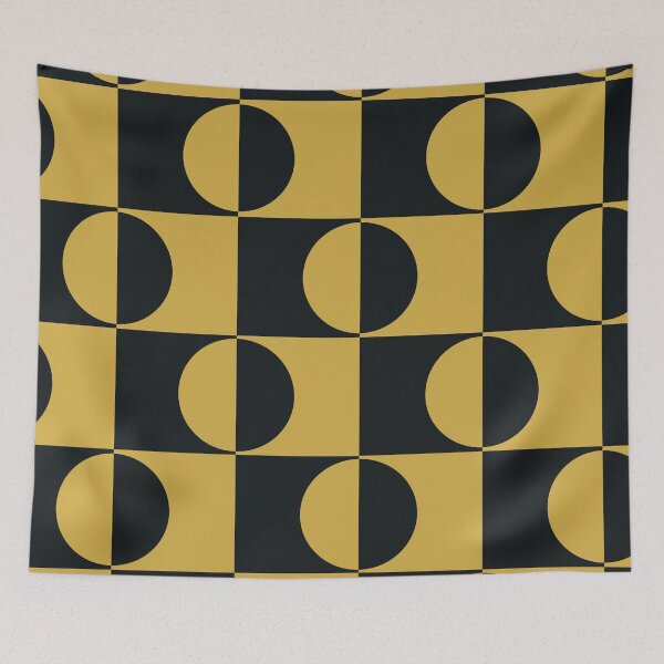 Item preview, Art Deco  Golden and Black Half Circles on squares  designed and sold by Yasminepatterns .