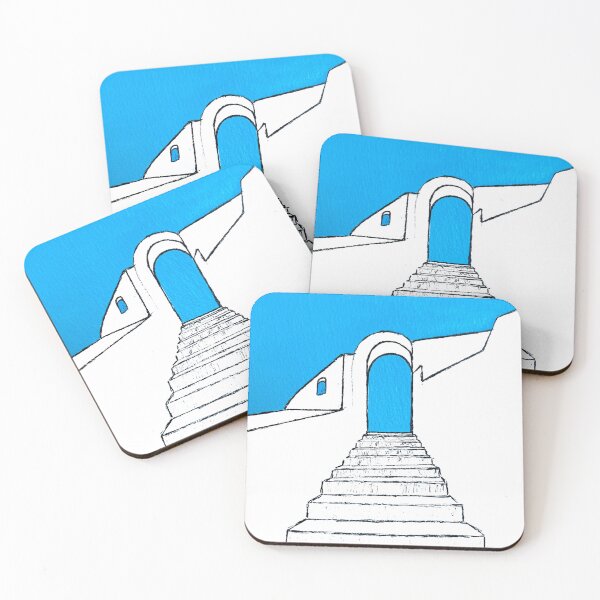 Item preview, Santorini urban watercolour illustration  designed and sold by VikaArt.
