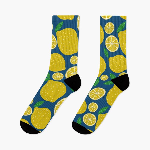 Item preview, Yellow Lemons with Little slices Pattern on Blue  designed and sold by Yasminepatterns .