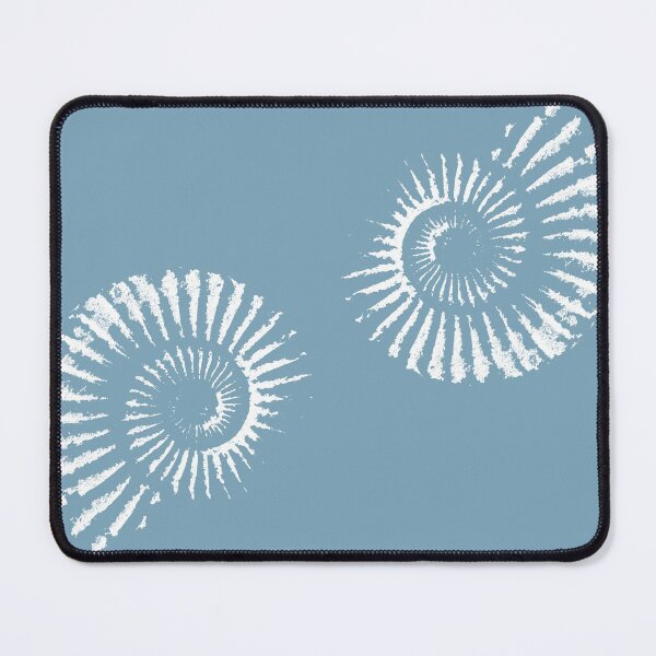 Item preview, Ammonites white on mid blue designed and sold by LisaLeQuelenec.