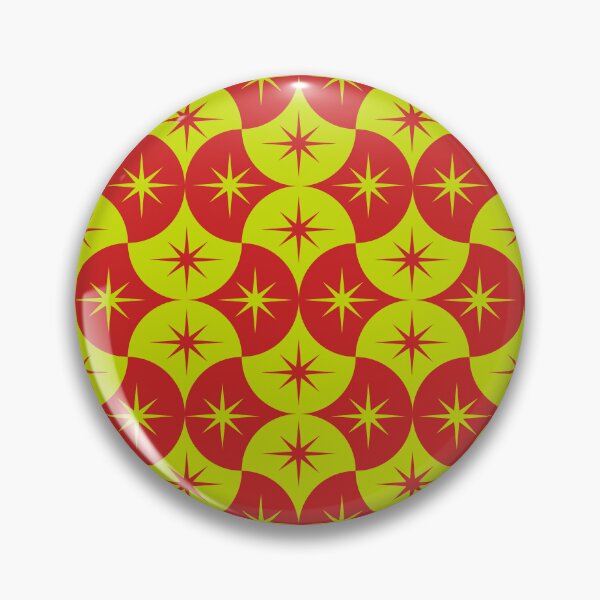 Item preview, Mid Century Starbursts on Red and Yellow Scallop Shapes  designed and sold by Yasminepatterns .