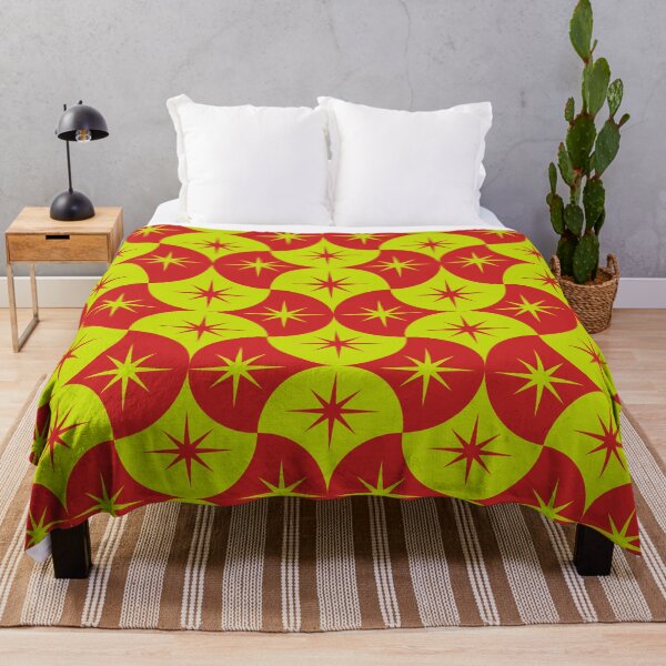 Item preview, Mid Century Starbursts on Red and Yellow Scallop Shapes designed and sold by Yasminepatterns .