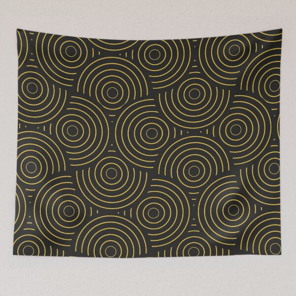 Item preview, Art deco Abstract Overlapping Circles Lines in Black and Gold  designed and sold by Yasminepatterns .