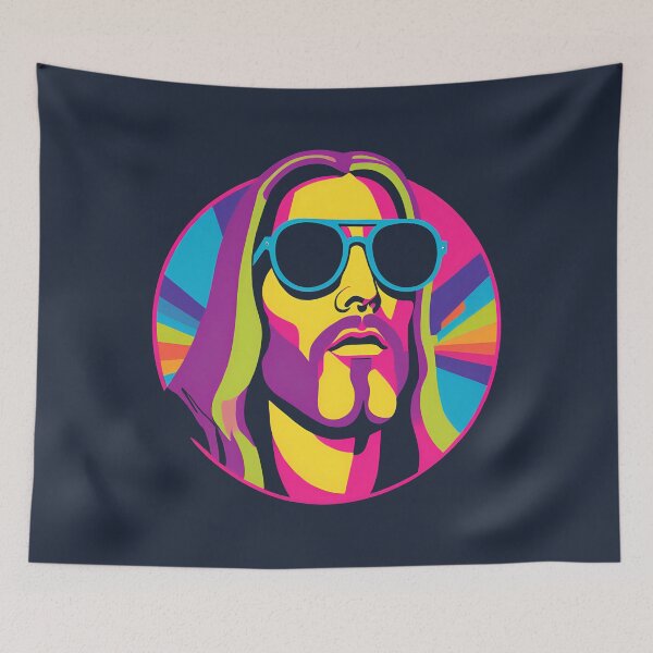 Item preview, Heavenly Cool Jesus with Retro Sunglasses Pop Art T-Shirt designed and sold by pixelandcrafted.