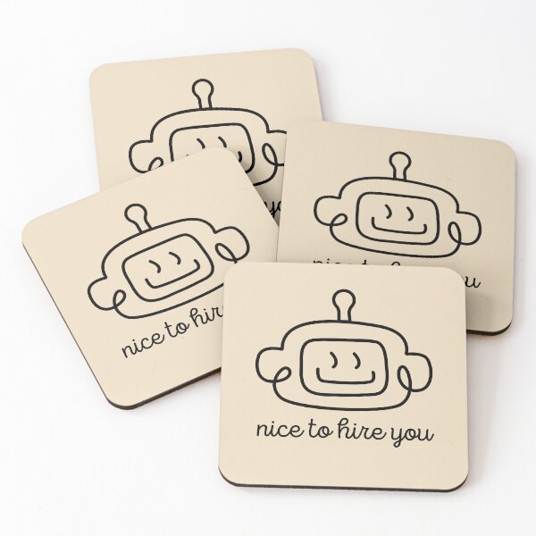 Item preview, nice to hire you smiling robot designed and sold by All The Hires.