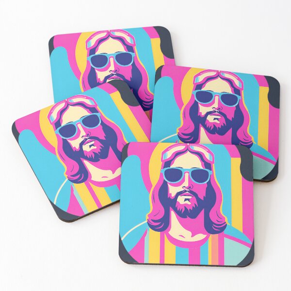 Item preview, Heavenly Cool Jesus with Retro Sunglasses Pop Art T-Shirt designed and sold by pixelandcrafted.