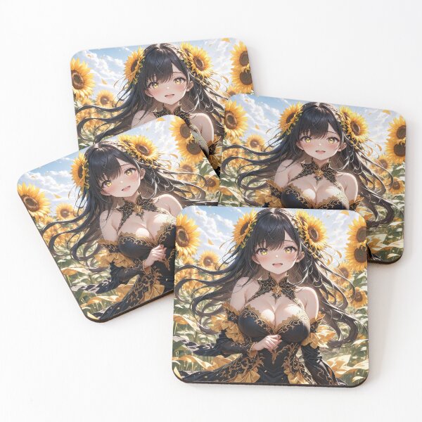 Item preview, Anime country girl in fields of sunflowers art designed and sold by TheArtistOf2022.
