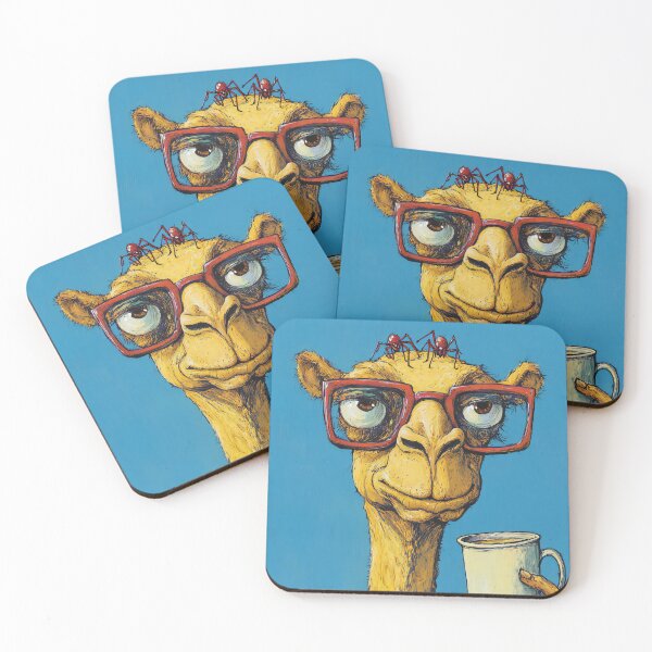Item preview, Camel Wearing Glasses Holding A Coffee Cup designed and sold by prettykaler.