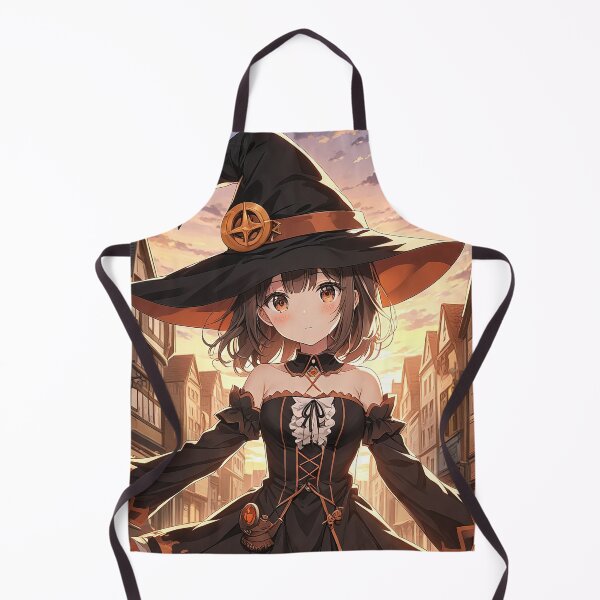 Item preview, Witch anime girl in town at sunset portrait art designed and sold by TheArtistOf2022.