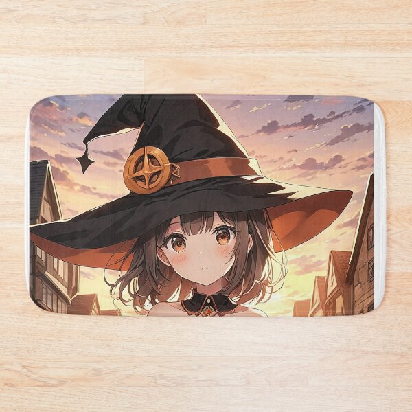 Item preview, Witch anime girl in town at sunset portrait art designed and sold by TheArtistOf2022.