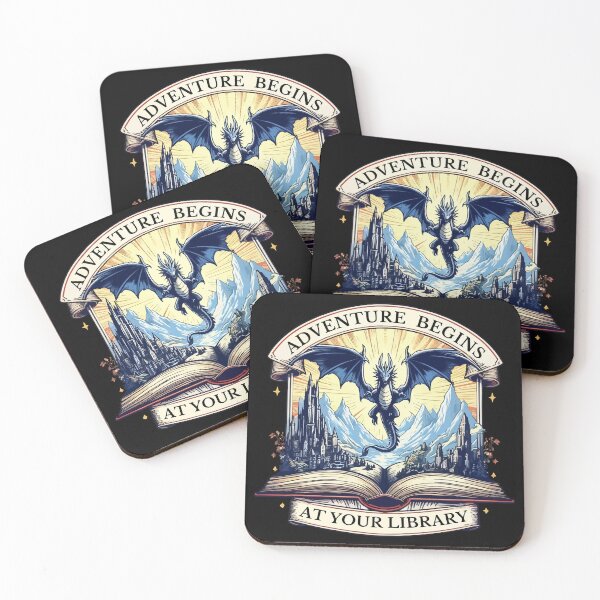 Item preview, Adventure Begins At Your Library Fantasy Books designed and sold by TomFrontierArt.