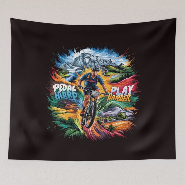 Item preview, Pedal hard, play harder - MTB - Fun Sports Prints  designed and sold by PosiPrints.