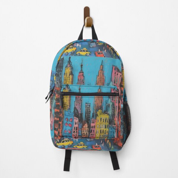 Item preview, Lively New York City Intersection with Vibrant High-Rise Buildings and Yellow Taxis - Urban Art designed and sold by OlfactoART Studio.