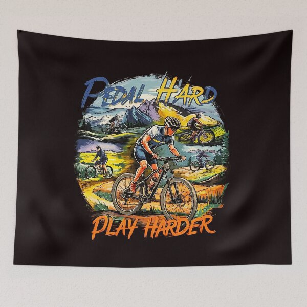 Item preview,  Pedal hard, play harder v2 - MTB - Fun Sports Prints  designed and sold by PosiPrints.