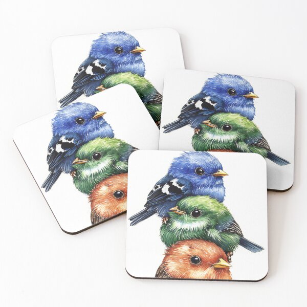 Item preview, Colorful Stack of Three Cute Birds designed and sold by prettykaler.