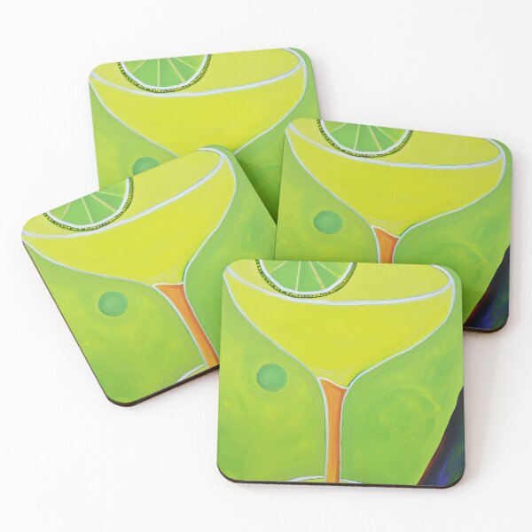 Item preview, Margarita Cocktail Glass with Bright Yellow Drink and Lime Slice on Vibrant Background Abstract Modern Art designed and sold by OlfactoART Studio.