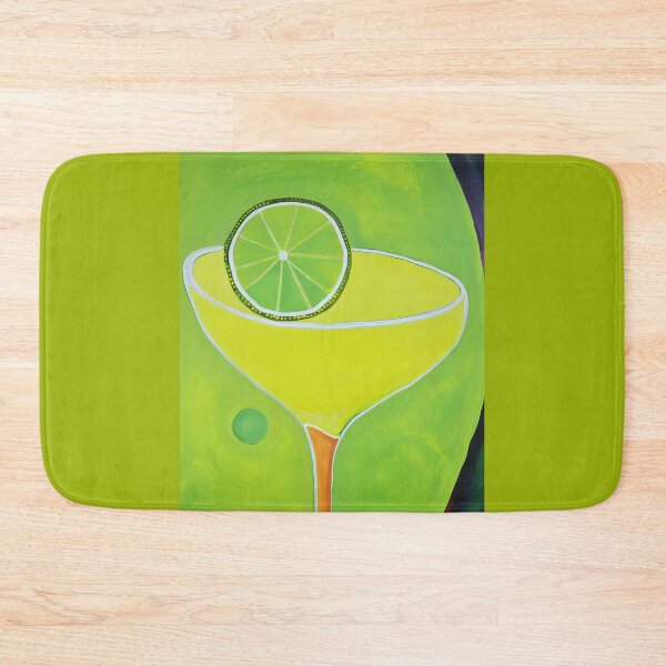 Item preview, Margarita Cocktail Glass with Bright Yellow Drink and Lime Slice on Vibrant Background Abstract Modern Art designed and sold by OlfactoART Studio.