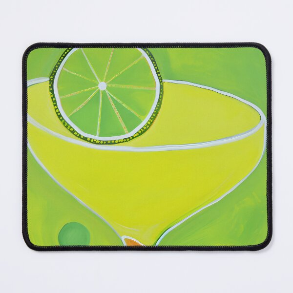 Item preview, Margarita Cocktail Glass with Bright Yellow Drink and Lime Slice on Vibrant Background Abstract Modern Art designed and sold by OlfactoART Studio.