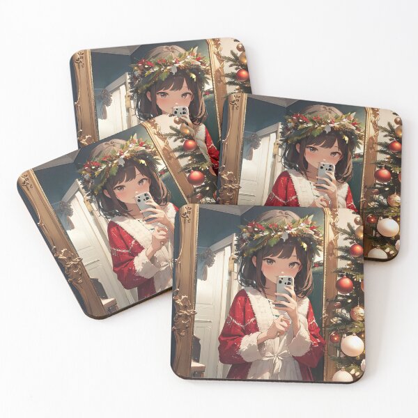 Item preview, Christmas Anime elven girl in a old Santa's house portrait art designed and sold by TheArtistOf2022.