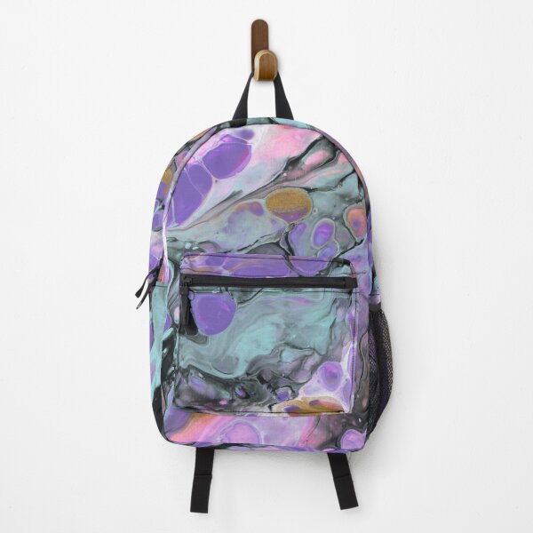 Item preview, Abstract acrylic pour painting in purple, turquoise and gold designed and sold by Marion Yeo.
